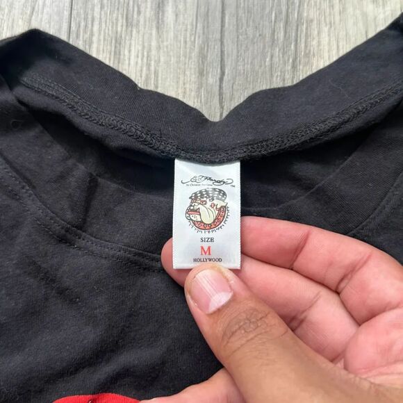 Y2K Ed Hardy Christian Audigier Crowned Bulldog Rhinestone T Shirt Size M - Picture 3 of 6